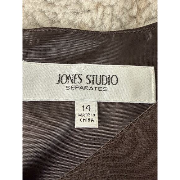 Jones Studio Size 14 Minimalist Sleeveless Midi Sheath Dress BRown Zip Lined - Picture 6 of 8